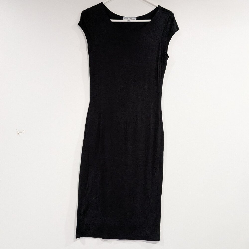Velvet Torch Scoop Neck Short Sleeve Dress LBD Black Size Medium